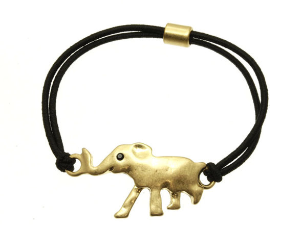 Karkötő és fekete gumiszalagot egy arany elefánt