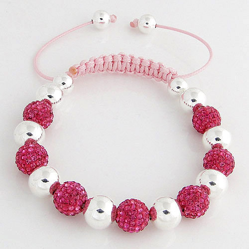 Shamballa karkötő rózsaszín kristályok