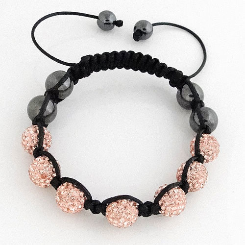 Shamballa karkötő rózsaszín hematit