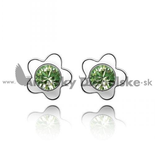 Virág fülbevaló zöld kristály