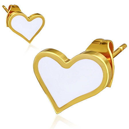 Nemesacél fülbevaló arany színű szív alakú