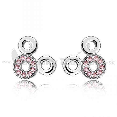 Swarovski fülbevaló ménes három gyűrű rózsaszín kristályok