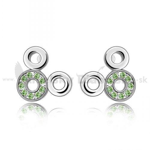Swarovski fülbevaló ménes három gyűrű zöld kristályok