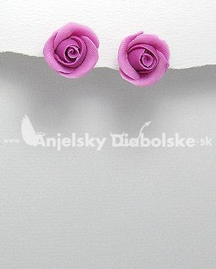 Ezüst fülbevaló rózsaszín rózsa