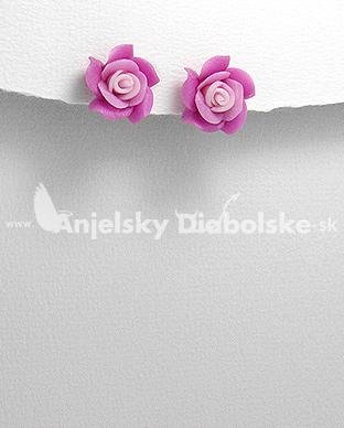 Ezüst fülbevaló - virágzó rózsaszín rózsa