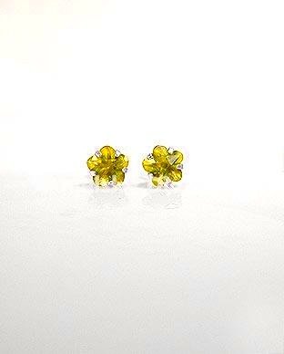 Ezüst fülbevaló kristály virág alakú, sárga