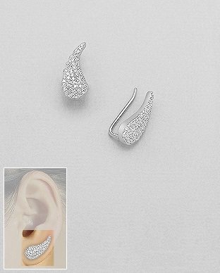 Ezüst fülbevaló - csepp kristályokkal
