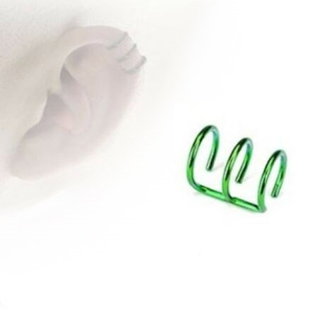 Hamis fül piercing tripla titán gyűrű zöld