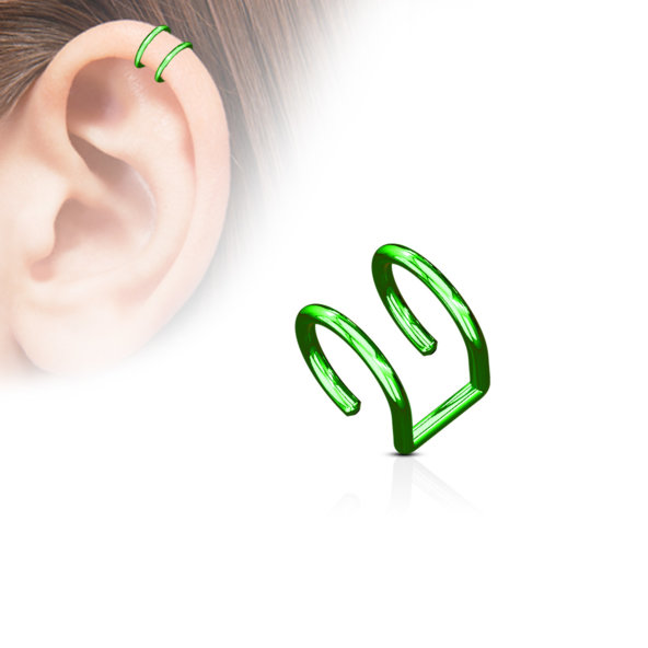 Hamis piercing titán dupla gyűrű, zöld