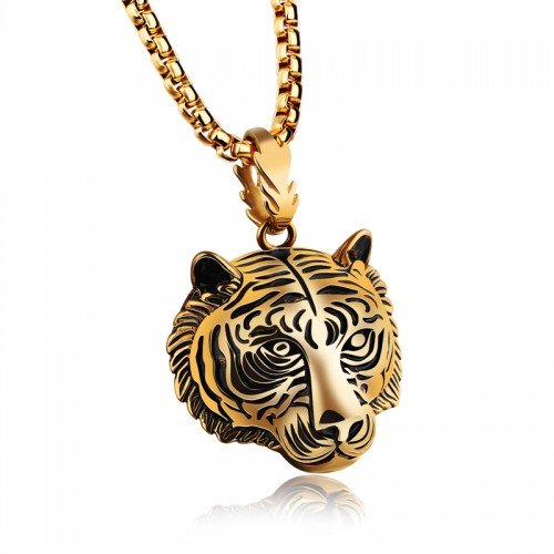 Titán nyaklánc és medál arany tigris
