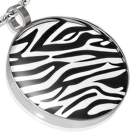 Kerek nemesacél medál zebra