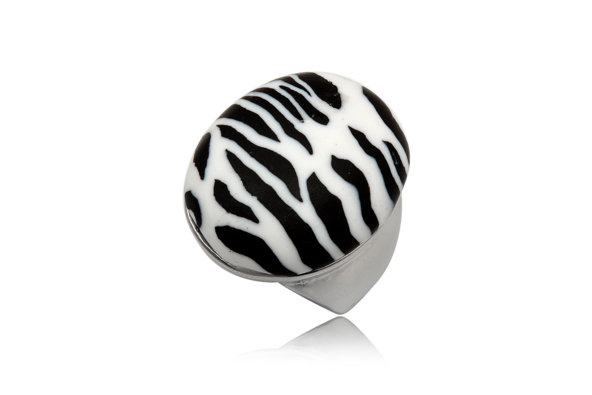 Fimo gyűrű zebra