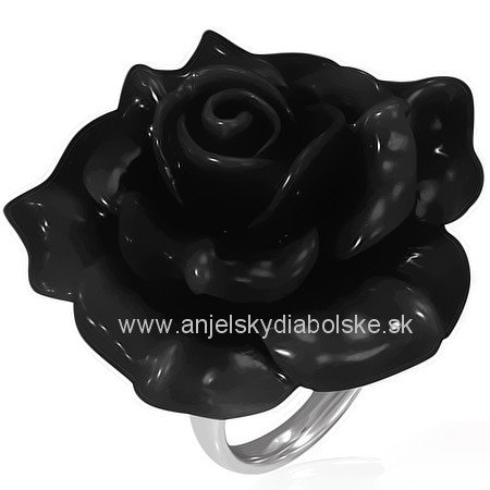 Nemesacél gyűrű fekete rózsa 3D