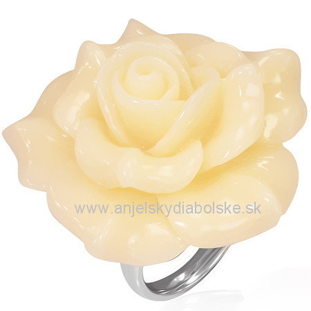 Nemesacél gyűrű 3D rózsa krém