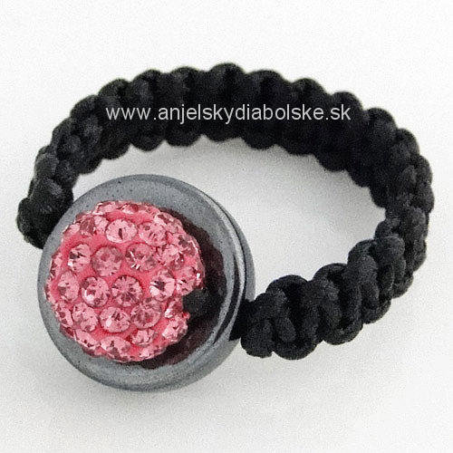 Shamballa gyűrű rózsaszín kristályok