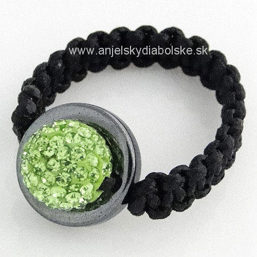 Shamballa gyűrű halványzöld kristályok