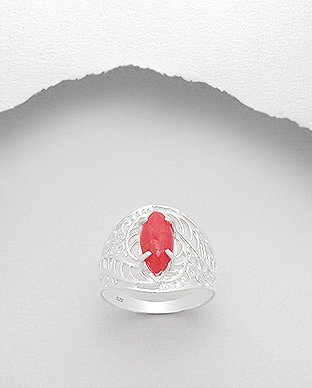 Ezüst Gyűrű vörös kő