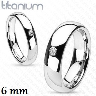Titán gyűrű - sima cirkon 6mm