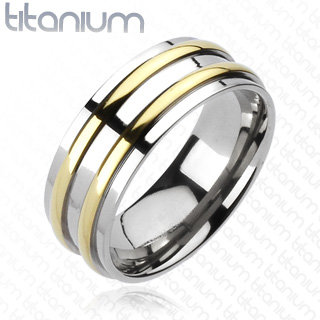 Titánium gyűrű arany csík