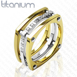 Titánium gyűrű arany macska