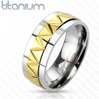 Titánium gyűrű arany-ezüst