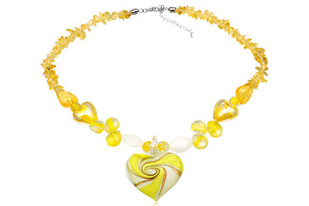 Murano szív nyaklánc sárga