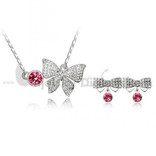 Swarovski elements szett - rózsaszín masni