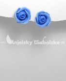 Ezüst fülbevaló kék rózsa