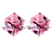 Swarovski fülbevaló - rózsaszín kristály kocka