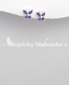 Ezüst fülbevaló - pillangó lila kristályok