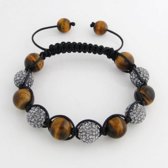 Shamballa karkötő tigris szem szürke kristályok