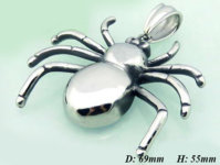 Nemesacél medál - fényes ezüst pók