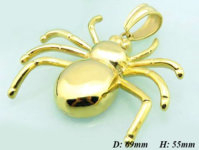 Nemesacél medál - arany fényes pók