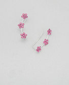 Ezüst fülbevaló - három rózsaszín virágok