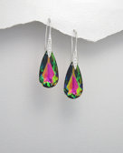 Ezüst fülbevaló - zöld Swarovski kristály