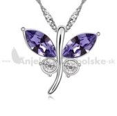 Swarovski medál, nyaklánc - pillangó taraj lila kristályok