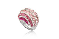 Swarovski gyűrű rózsaszín-fehér kristályok