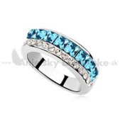 Swarovski gyűrű - tiszta kerek és szögletes kék kristályok