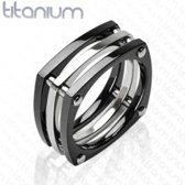 Titánium gyűrű fekete kocka