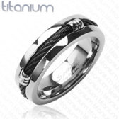 Titánium gyűrű fekete kötéllel