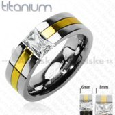 Titánium gyűrű arany és ezüst kristályokkal