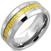 Tungsten-volfrám gyűrű - arany közép