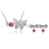 Swarovski elements szett - rózsaszín masni
